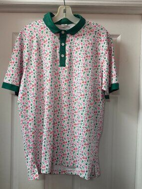 Arby’s Club Curlies Comfort White Pink Green Golf Polo NWOT size Large